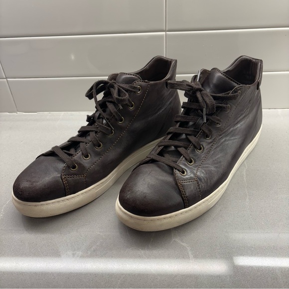 TRASK Ashland Dark Brown Leather High-Top Sneaker Men’s 10 - Picture 2 of 6